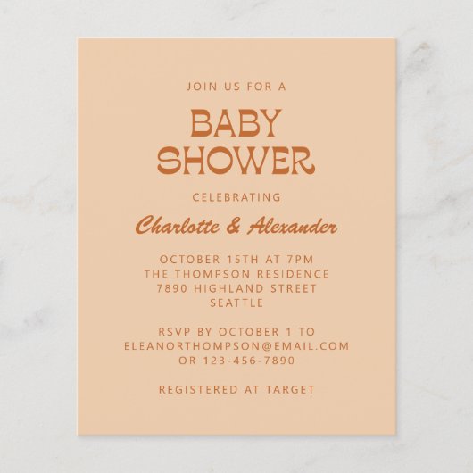 Budget Groovy 70er Brown Retro Couples Kinderdusch (Vorderseite)