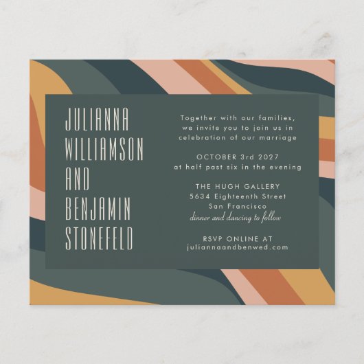 Budget Groovy 70er Earthy Boho Stripes Wedding (Vorderseite)