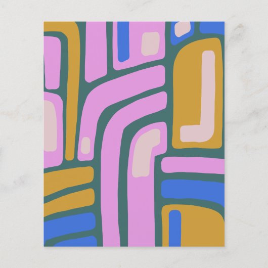 Budget Groovy Abstrakt Blue Bat Mitzvah Einladung (Rückseite)