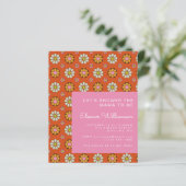 Budget Groovy Blume Orange Babydusche Einladung (Stehend Vorderseite)