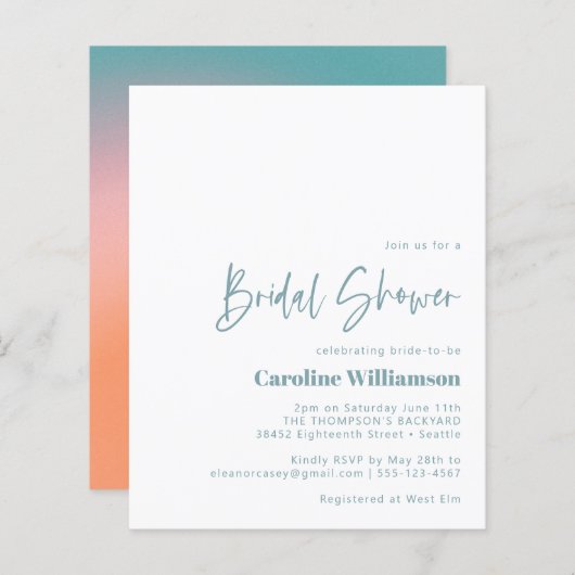 Budget Groovy Gradient Aquamarin Pink Brautparty (Vorne/Hinten)