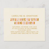 Budget Groovy Orange Pink Retro Hochzeit Einladung (Vorderseite)