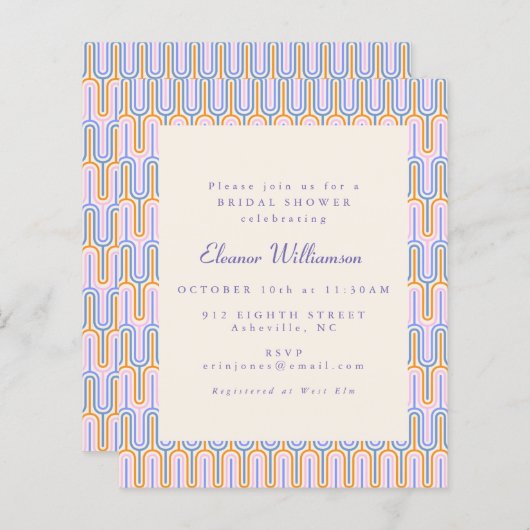 Budget Groovy Periwinkle Brautparty Einladung (Vorne/Hinten)