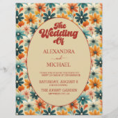 Budget Groovy Retro 70er Floral Wedding Flyer (Vorne)