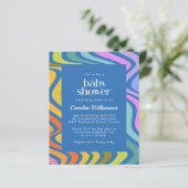 Budget Groovy Retro Abstrakt Blue Baby Dusche (Stehend Vorderseite)