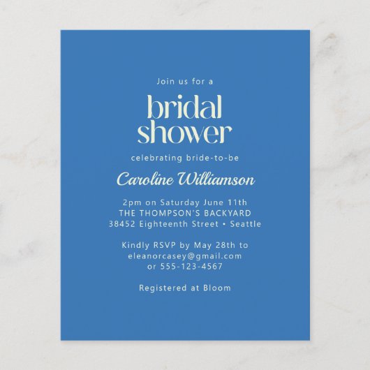 Budget Groovy Retro Abstrakt Blue Brautparty (Vorderseite)