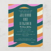 Budget Groovy Retro Pink Green Wavy Lines Hochzeit (Vorderseite)