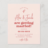 Budget Groovy Sparkle 70er Rosa & Rotes Foto Hochz (Vorderseite)