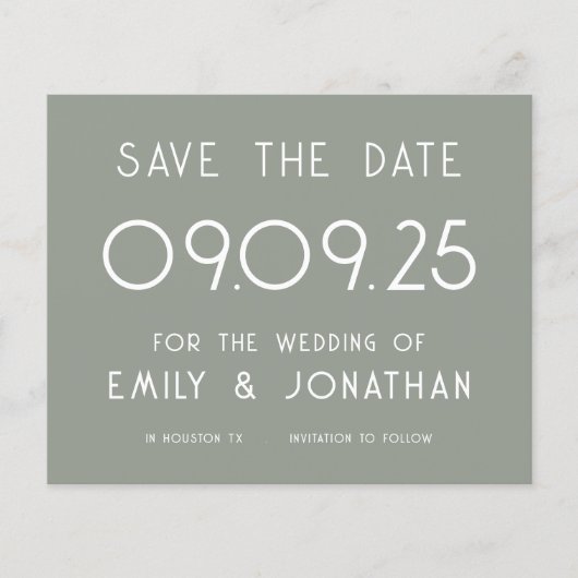 Budget Große Typografie Sage Green Wedding (Vorderseite)