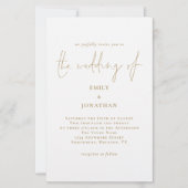 Budget Größere Gold White Wedding Einladung (Vorderseite)