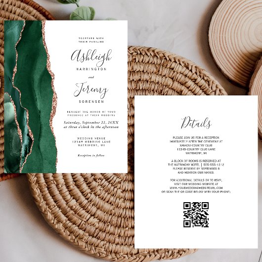 Budget Grün Achat Roségold QR-Code Hochzeit