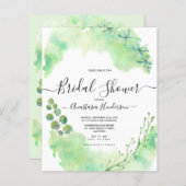 Budget-Grün. Brautparty. Einladung (Vorne/Hinten)