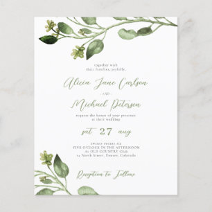 Budget Grün elegantes Schrift Hochzeitseinladung Flyer