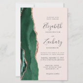 Budget Grün Roségold Achat Blush QR Code Hochzeit (Vorderseite)