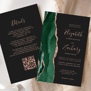 Budget Grün Roségold Achat Dunkel QR Code Hochzeit