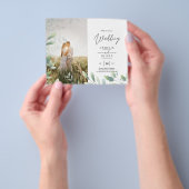 BUDGET Grüne Blätter Foto Overlay Wedding QR Flyer (Gruppe)