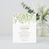 Budget Grüne Blumendusche Einladung (Stehend Vorderseite)