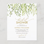 Budget Grüne Blumendusche Einladung (Vorderseite)