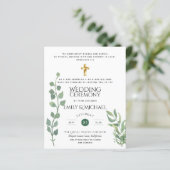 Budget Grüne Eukalyptus Katholische Hochzeit Einla (Stehend Vorderseite)