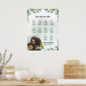 BUDGET Grüne Eukalyptus SITZ CHART Hochzeit Poster (Küche)