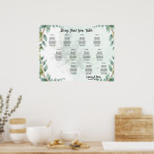 BUDGET Grüne Eukalyptus SITZ CHART Hochzeit Poster (Küche)