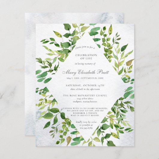 Budget Grüne Feier zur Beerdigung des Lebens (Vorne/Hinten)