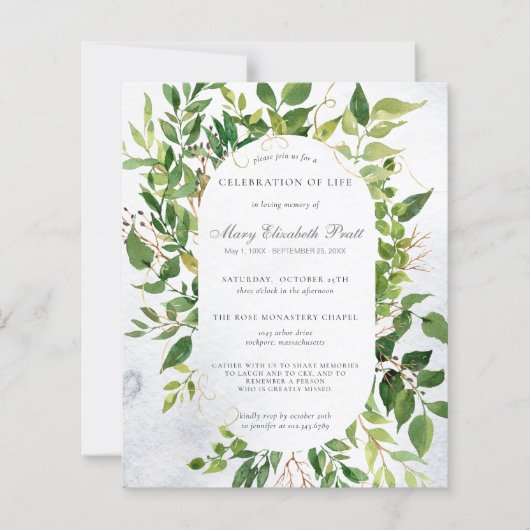 Budget Grüne Feier zur Beerdigung des Lebens (Vorderseite)