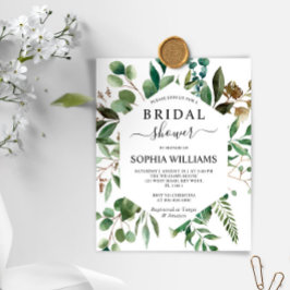 Budget Grüne Foliage Bridal Dusche Einladung