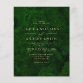 BUDGET Grüne & Gold Minimale Hochzeitseinladung (Vorderseite)