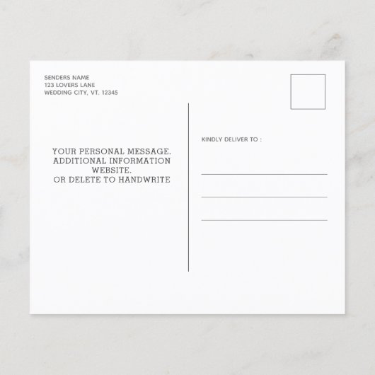 Budget Grüne Rustikale Hochzeitseinladung (Rückseite)