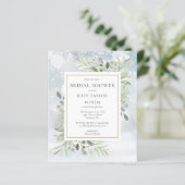 Budget Grüne Winter Bridal Dusche Einladung (Stehend Vorderseite)