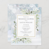 Budget Grüne Winter Hochzeitsdusche Einladung (Vorne/Hinten)
