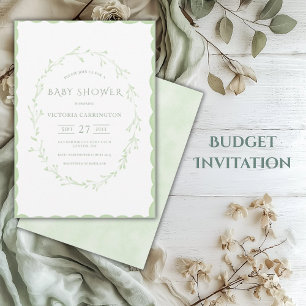 Budget-Grüner-Kammmotivrhmen-Vintage-Baby-Party-Ei Einladung