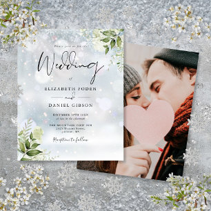 Budget Grünes Foto Winter Hochzeitseinladung