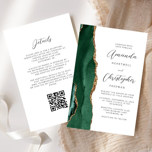 Budget Grünes Gold Achat QR Code Hochzeit