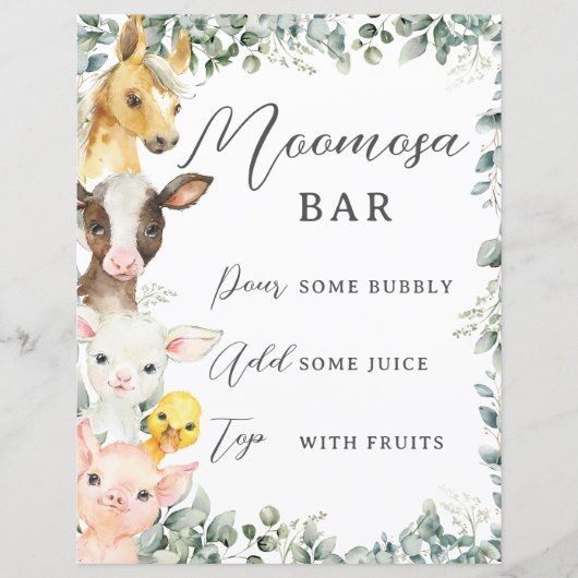 Budget Grünpflanzen Tiere Baby Moomosa Bar Sign (Vorderseite)