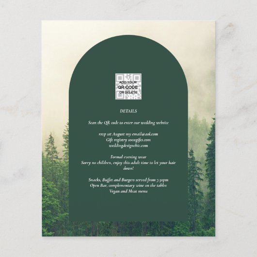 BUDGET Grünwald Pine Trees Hochzeit Flyer (Hinten)
