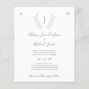 Budget Grünzeug hinterlässt Monogramm Hochzeitsein Flyer