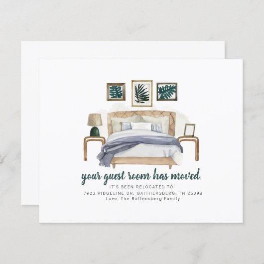 Budget Guest Room Moved Boho Moving Ankündigung (Vorne/Hinten)