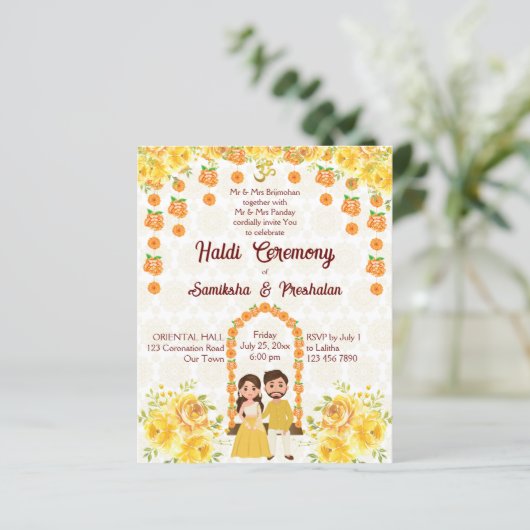 Budget Haldi indische Hochzeitsvorlage (Stehend Vorderseite)