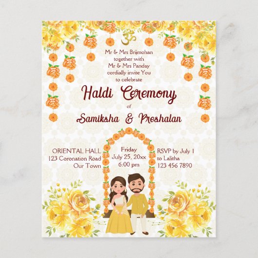 Budget Haldi indische Hochzeitsvorlage (Vorderseite)
