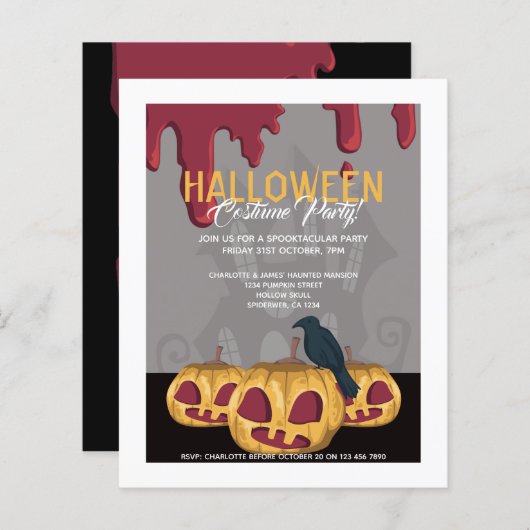 BUDGET Halloween-Party Pumpkin Dripping Blood Crow (Vorne/Hinten)