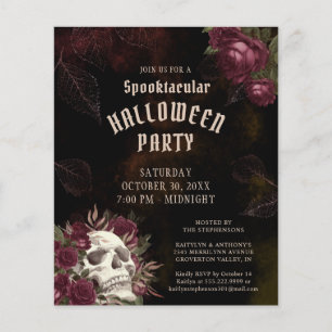 Budget Halloween-Party-Totenkopf-Rosen-Einladung