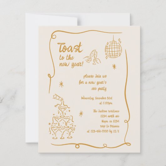 BUDGET Hand Drawn Illustrated New Years Eve Party (Vorderseite)
