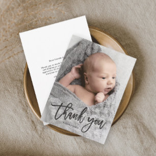 Budget Handgeschriebene Foto Baby Danke Karte