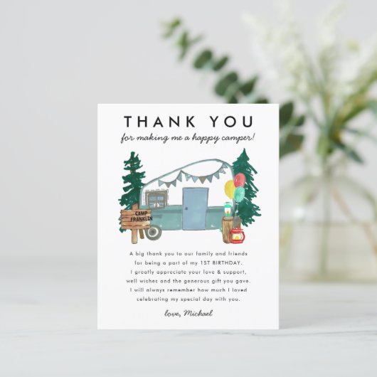 Budget Happy Camper Camping Danke Geburtstag (Stehend Vorderseite)