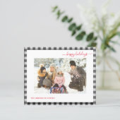Budget Happy Holiday Kariert Modern 2 Foto Card (Stehend Vorderseite)