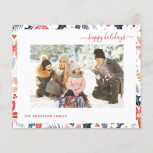 Budget Happy Holiday Red Script Foto Moderne Karte