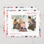 Budget Happy Holiday Red Script Foto Moderne Karte (Vorne/Hinten)