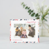 Budget Happy Holiday Red Script Foto Moderne Karte (Stehend Vorderseite)